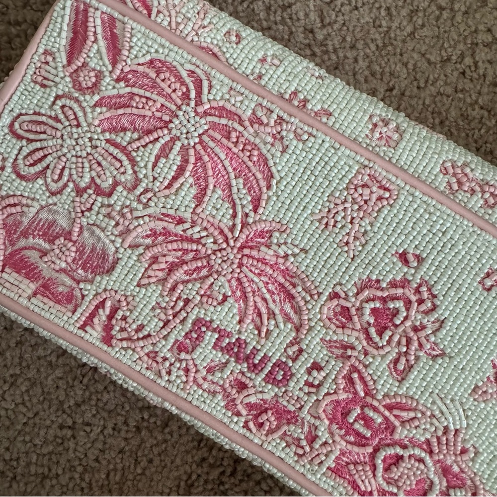 Staud Pink and White Tommy Floral Beaded Bag - Picture 3 of 4